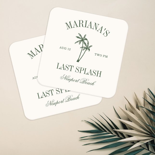 Letzte Splash Beach Palms Bachelorette Rechteckiger Pappuntersetzer (Von Creator hochgeladen)