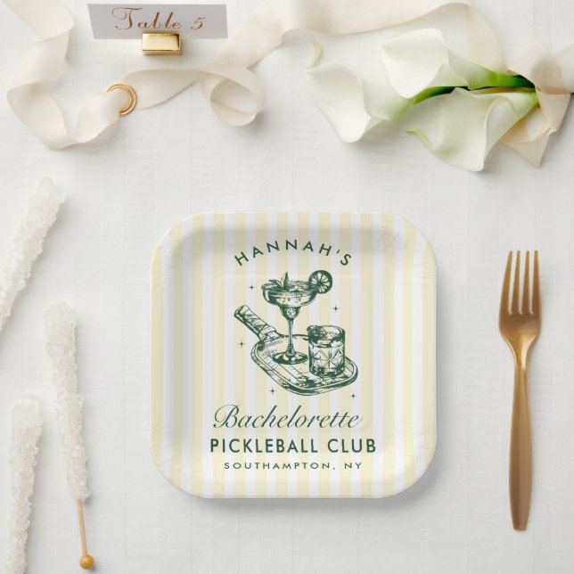 Letzte Swing vor dem Ring Pickleball Bach Weekend Pappteller (Hochzeit)