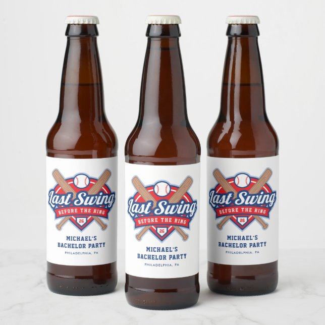 Letzte Swing vor der Baseball Bachelor-Party Bierflaschenetikett (Flaschen)