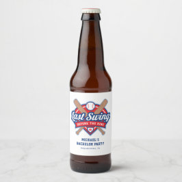 Letzte Swing vor der Baseball Bachelor-Party Bierflaschenetikett