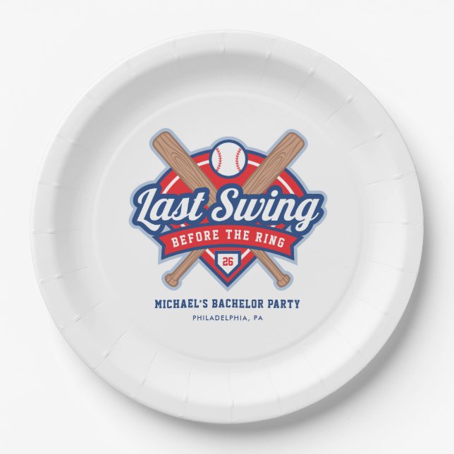 Letzte Swing vor der Baseball Bachelor-Party Pappteller (Vorderseite)