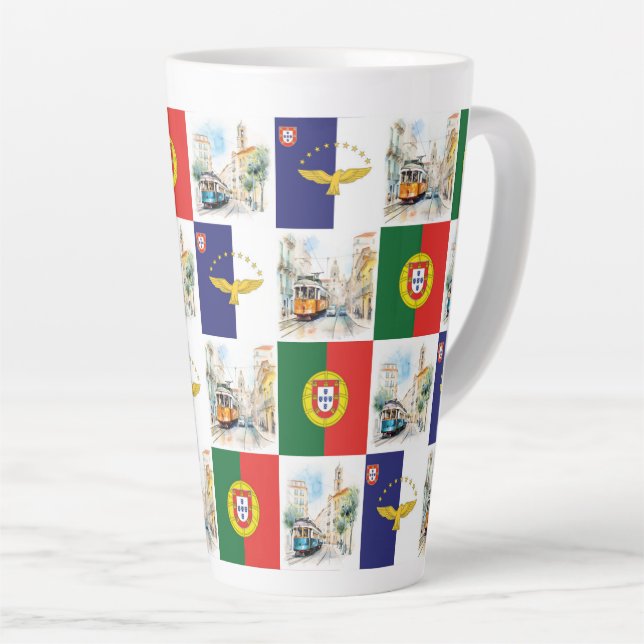 Letzte Tasse mit der portugiesischen Flagge und de (Rechte Ecke)