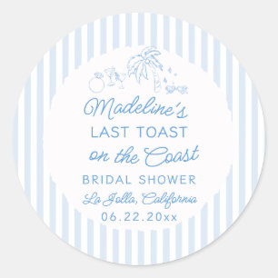 Letzte Toast Küstenblauene Arch-Brautjunggesellinn Runder Aufkleber