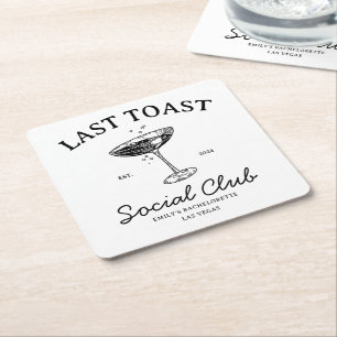 Letzte Toast Social Club Junggesellinnenabschied M Rechteckiger Pappuntersetzer