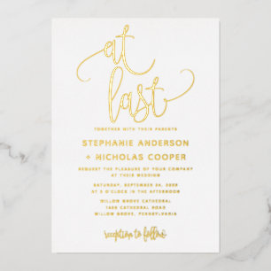 Letzten Endes eine schöne Script-Typografie-Hochze Folieneinladung