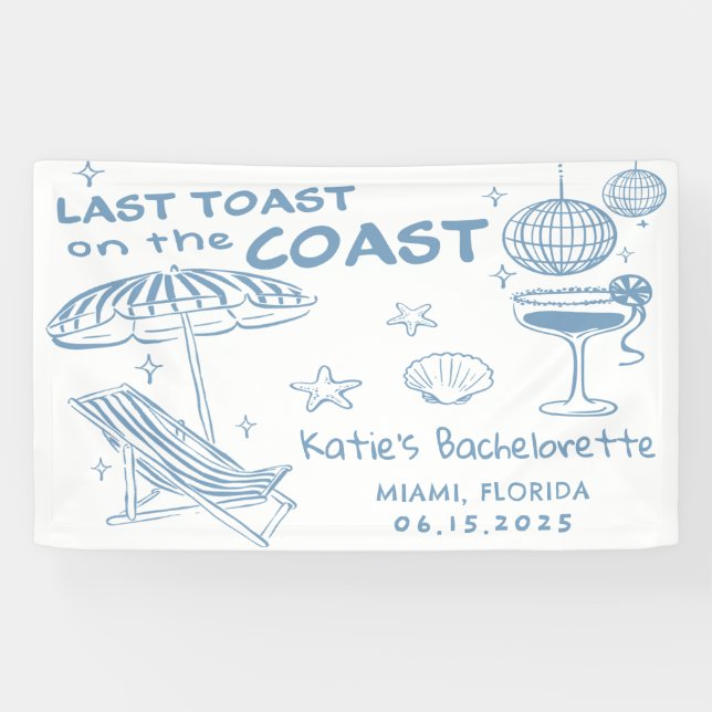 Letzten Toast am Blue Bachelorette Wochenende Banner (Horizontal)