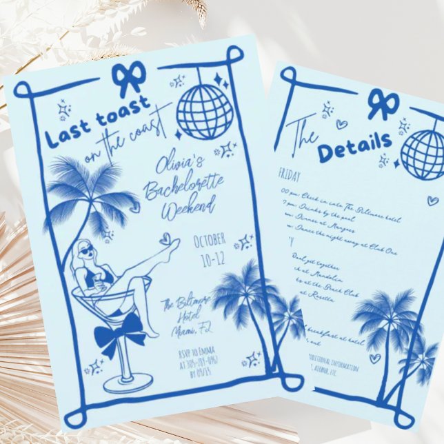 Letzten Toast am Coast Beach Bachelorette Wochenen Einladung (Von Creator hochgeladen)