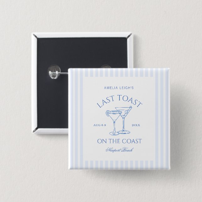 Letzten Toast am Strand Blue Bachelorette Button (Vorne & Hinten)