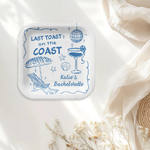 Letzten Toast am Strand Blue Bachelorette Pappteller