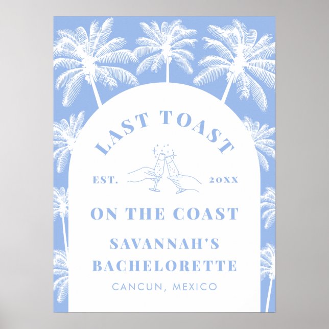 Letzten Toast am Strand Blue Bachelorette Poster (Vorne)