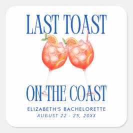Letzten Toast an der Küste Aperol Spritz Bachelore Quadratischer Aufkleber