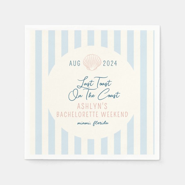 Letzten Toast an der Küste Bachelorette Napkins Serviette (Vorderseite)