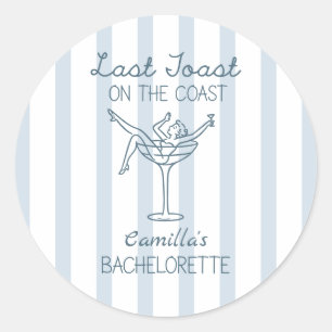 Letzten Toast an der Küste Whimsical Bachelorette Runder Aufkleber