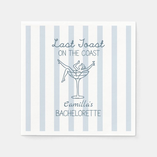 Letzten Toast an der Küste Whimsical Bachelorette Serviette (Vorderseite)