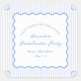 Letzten Toast auf dem Blue Junggeselinnen-Abschied Quadratischer Aufkleber