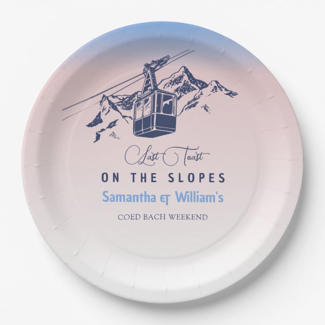 Letzten Toast auf der Piste Ski Bachelorette Viele Pappteller (Vorderseite)
