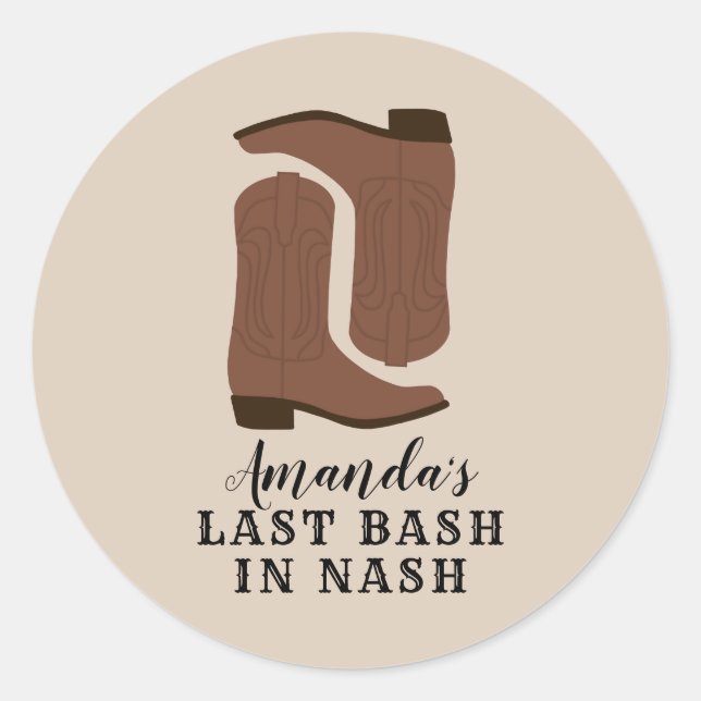 Letzter Bash in Nash Bachelorette Boots Runder Aufkleber (Vorderseite)