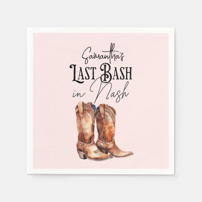 Letzter Bash in Nash Bachelorette Cowgirl Boots Pi Serviette (Vorderseite)