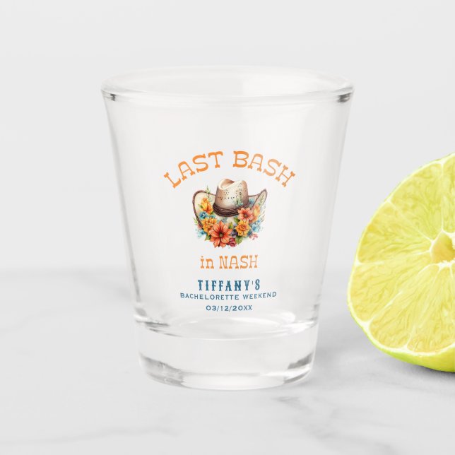 Letzter Bash in Nash Cowgirl Bachelorette Schnapsglas (Vorderseite)