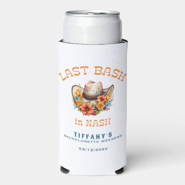 Letzter Bash in Nash Cowgirl Bachelorette Selters Dosenkühler (Seltzer Vorderseite)