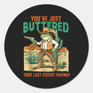 Letzter Buttermondel-Partner Cowboy-Frosch Runder Aufkleber