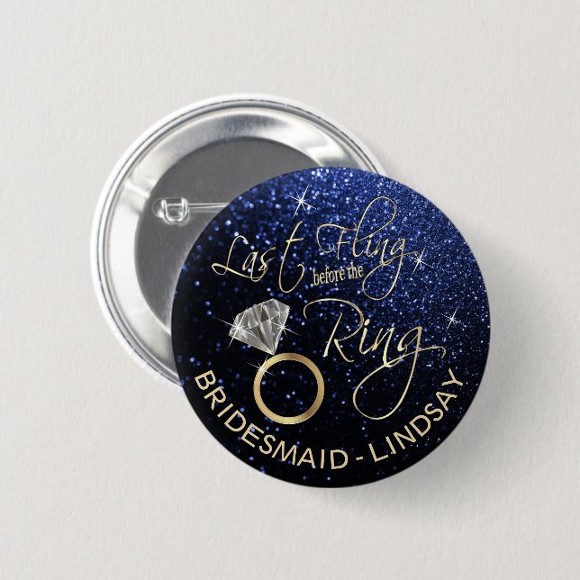 Letzter Flying Junggeselinnen-Abschied Blue Button (Vorne & Hinten)