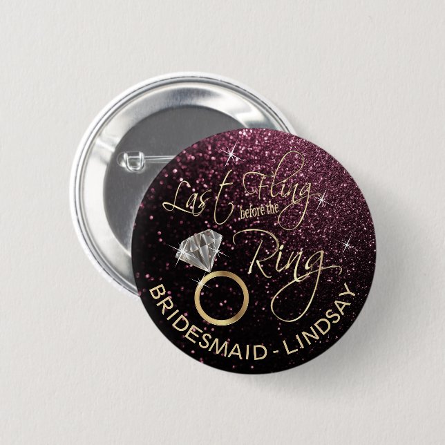 Letzter Flying Junggeselinnen-Abschied Rose Gold Button (Vorne & Hinten)