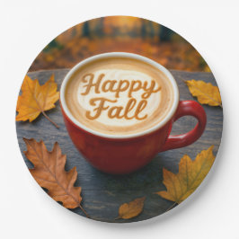 Letzter glücklicher Fall in einer roten Tasse mit  Pappteller