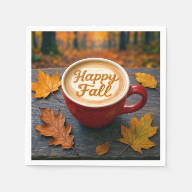 Letzter glücklicher Fall in einer roten Tasse mit  Serviette (Vorderseite)