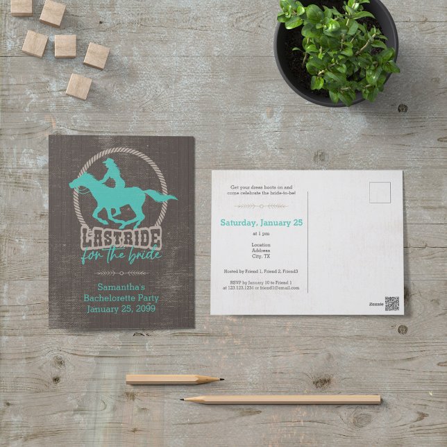 Letzter Rennen mit türkisfarbener Bride-Postkarte Postkarte (Von Creator hochgeladen)