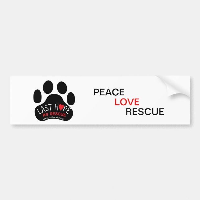 Letzter Rettungs-Autoaufkleber PeaceLoveRescue der Autoaufkleber (Vorne)