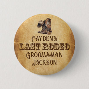 Letzter Rodeo Cowboy Grunge Braune Junggesellenpar Button