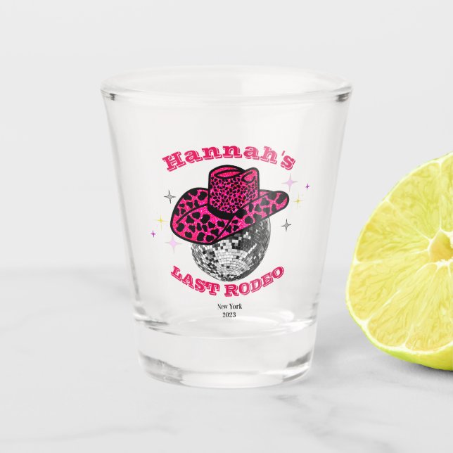Letzter Rodeo Cowgirl Junggeselinnen-Abschied    Schnapsglas (Vorderseite)