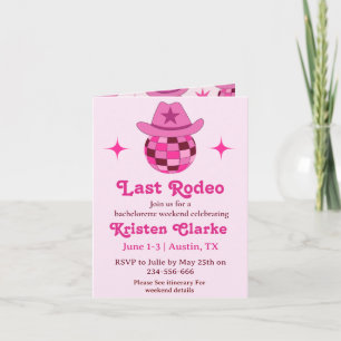 Letzter Rodeo Pink Disco Cowgirl Junggesellinnenab Einladung