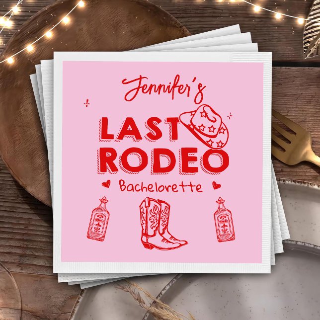 Letzter Rodeo Rosa Red Cowgirl Junggeselinnen-Absc Serviette (Von Creator hochgeladen)