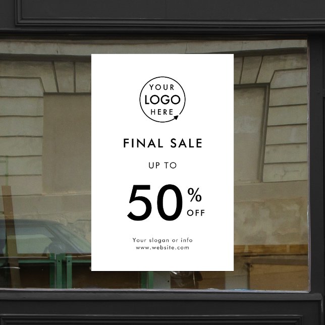 Letzter Sale | Rabatt für den Business Event-Logo- Fensteraufkleber (Professional editable window decal template for sales events & small business promotion.)