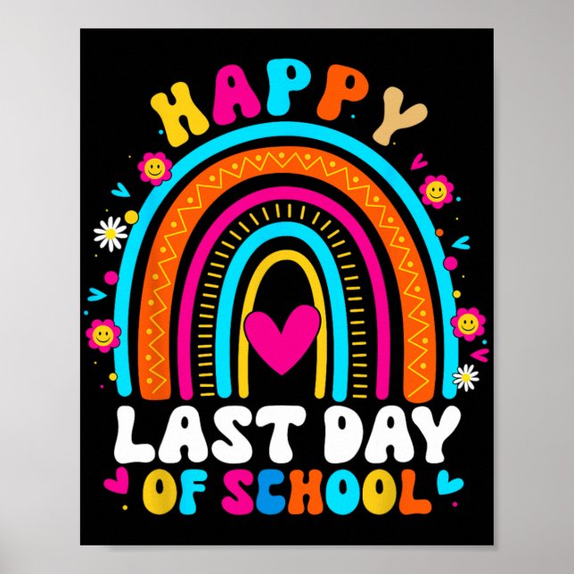Letzter Schullehrer Kinder Abschluss Regenbogen Poster (Vorne)