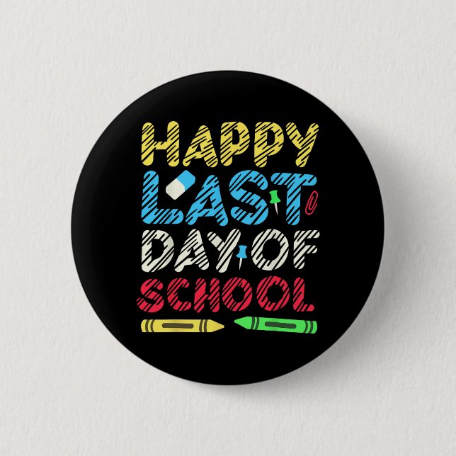 Letzter Schultag 2024 Grad Schüler Kinder Button (Vorderseite)