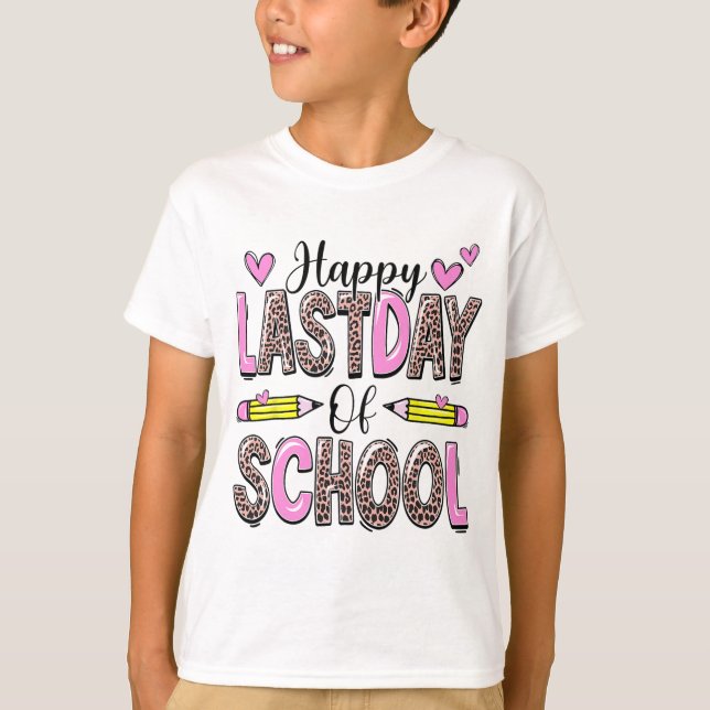 Letzter Schultag Leopard Lehrer Student Graduat T-Shirt (Vorderseite)