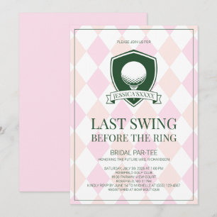 Letzter Schwung vor dem Ring Rosa Golf Brautparty Einladung
