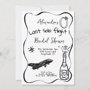 Letzter Solo-Flug Gezeichnet Bridal Dusche Einladu Einladung