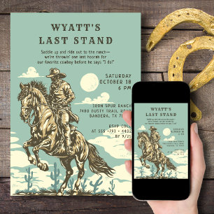 Letzter Stand Western Bachelor Party Cowboy Rustik Einladung