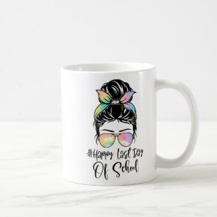 Letzter Tag der Schule Messy Bun Gefärbte Krawatte Kaffeetasse