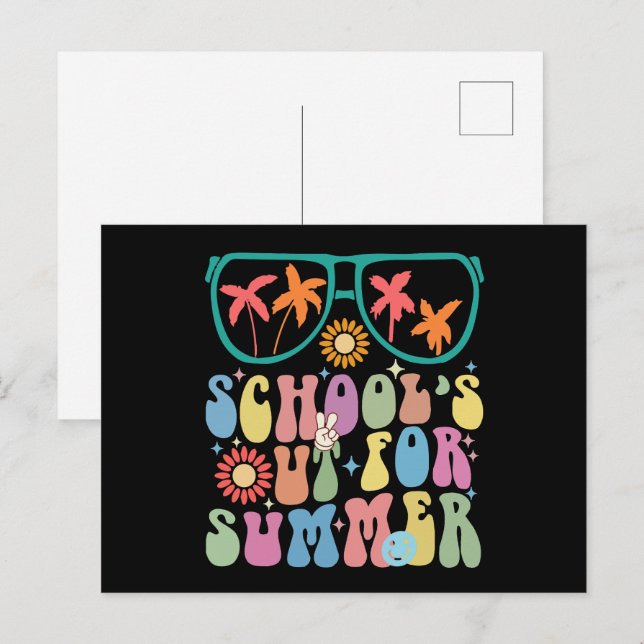 Letzter Tag der Schule: Sommerliche Sommerferien Postkarte (Vorne/Hinten)