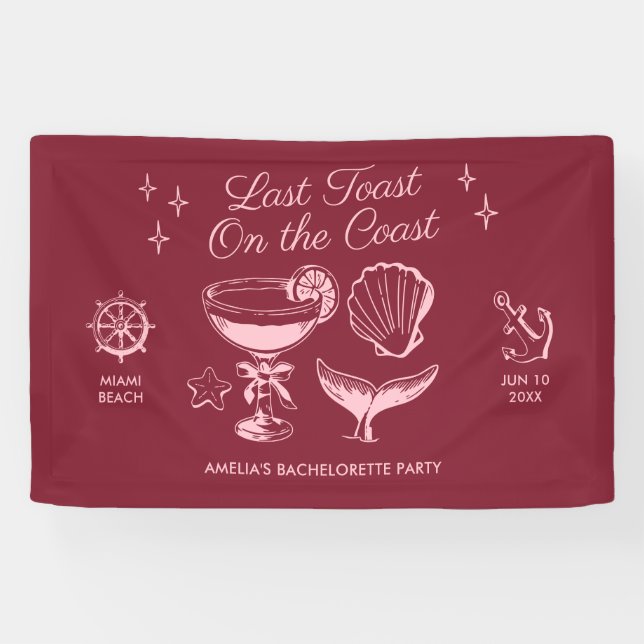 Letzter Toast am Junggeselinnen-Abschied am Strand Banner (Horizontal)