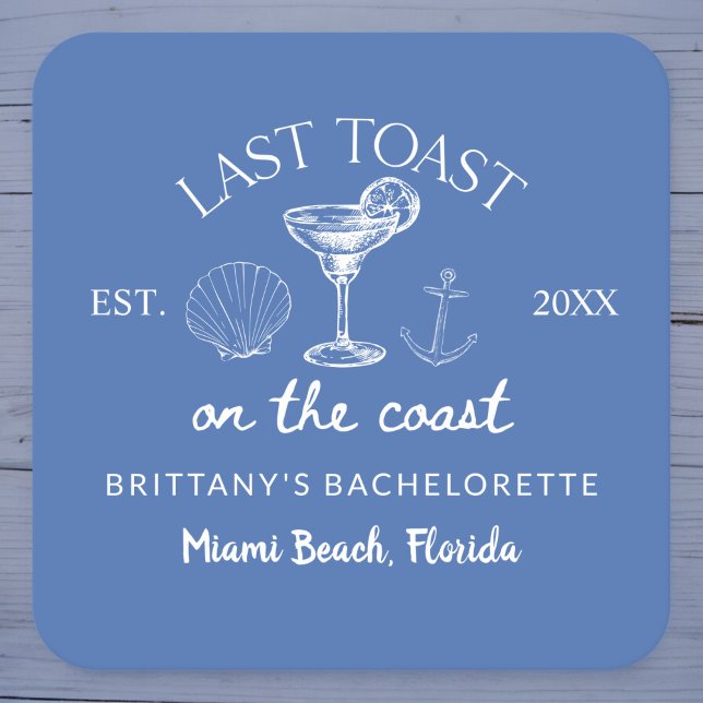 Letzter Toast am Junggeselinnen-Abschied am Strand Rechteckiger Pappuntersetzer (Von Creator hochgeladen)