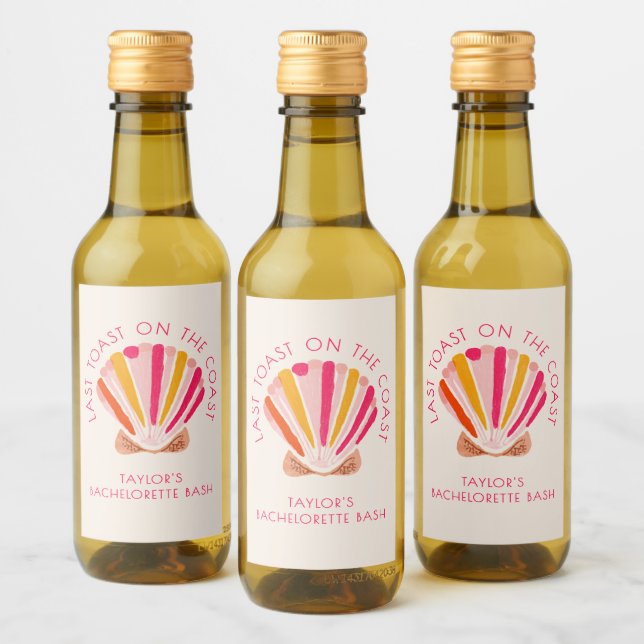 Letzter Toast am Junggeselinnen-Abschied am Strand Weinetikett (Flaschen)