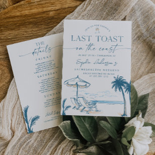 Letzter Toast am Junggeselinnen-Abschied der Küste Einladung