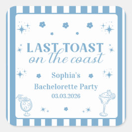 Letzter Toast am Junggeselinnen-Abschied der Küste Quadratischer Aufkleber