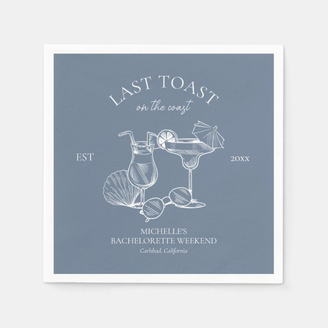 Letzter Toast am Junggeselinnen-Abschied der Küste Serviette (Vorderseite)